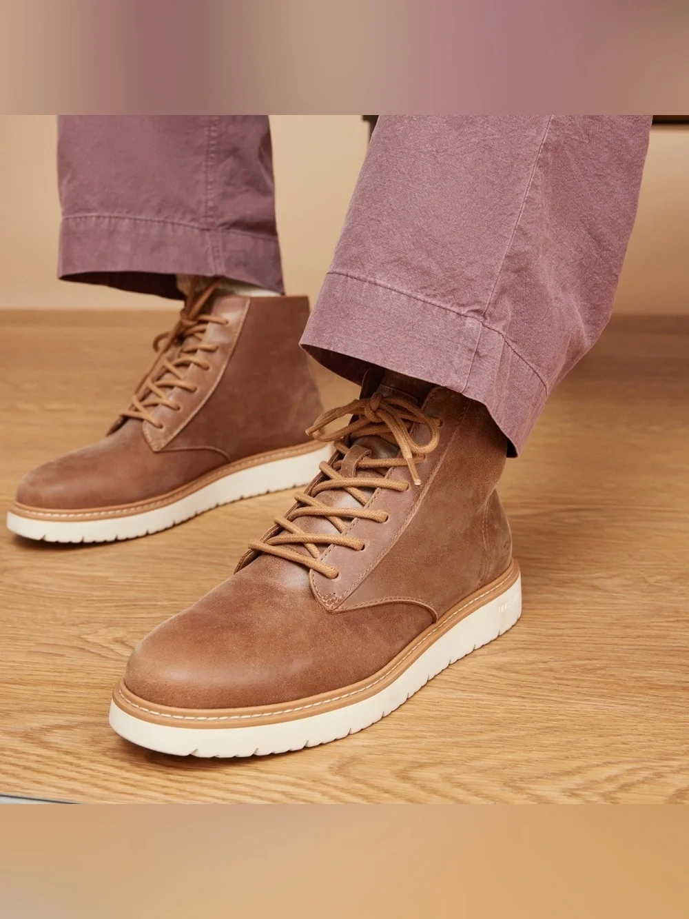TOMS TRVL LITE Navi Ranger Tan Water Resistant Leather Boots Men 11